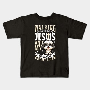 Jesus and dog - Havanese Kids T-Shirt